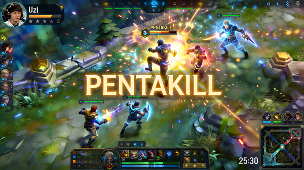 英雄联盟职业比赛精彩五杀操作瞬间回放